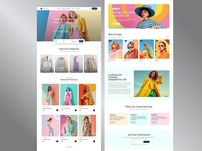 Modern E-commerce Landing Page clean design colorful ui e commerce ecommerce fashion fashion website figma landing page minimal ui modern ui online store pastel design product design product showcase ui design ux design website design