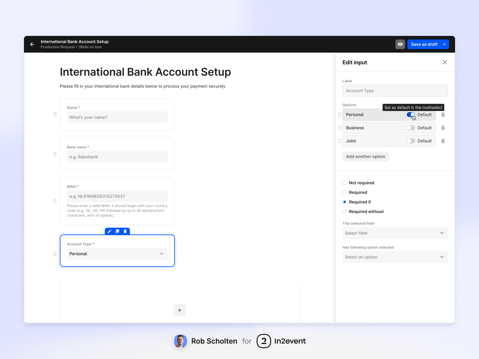 In2Event — Form Builder