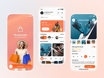 Smart E-Commerce Mobile App Design ai app cart ui dailyui design veli dribbble figmadesign mimimal design mobile app mobile app uiui online shopping product details product details checkkout flow product page product page retail app shoppinh app shoppinh app ecommerce app smart buy smart buy modern ui uidesign uiux