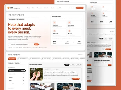 Universal Help Platform design landing page platform product design ui ux web design website