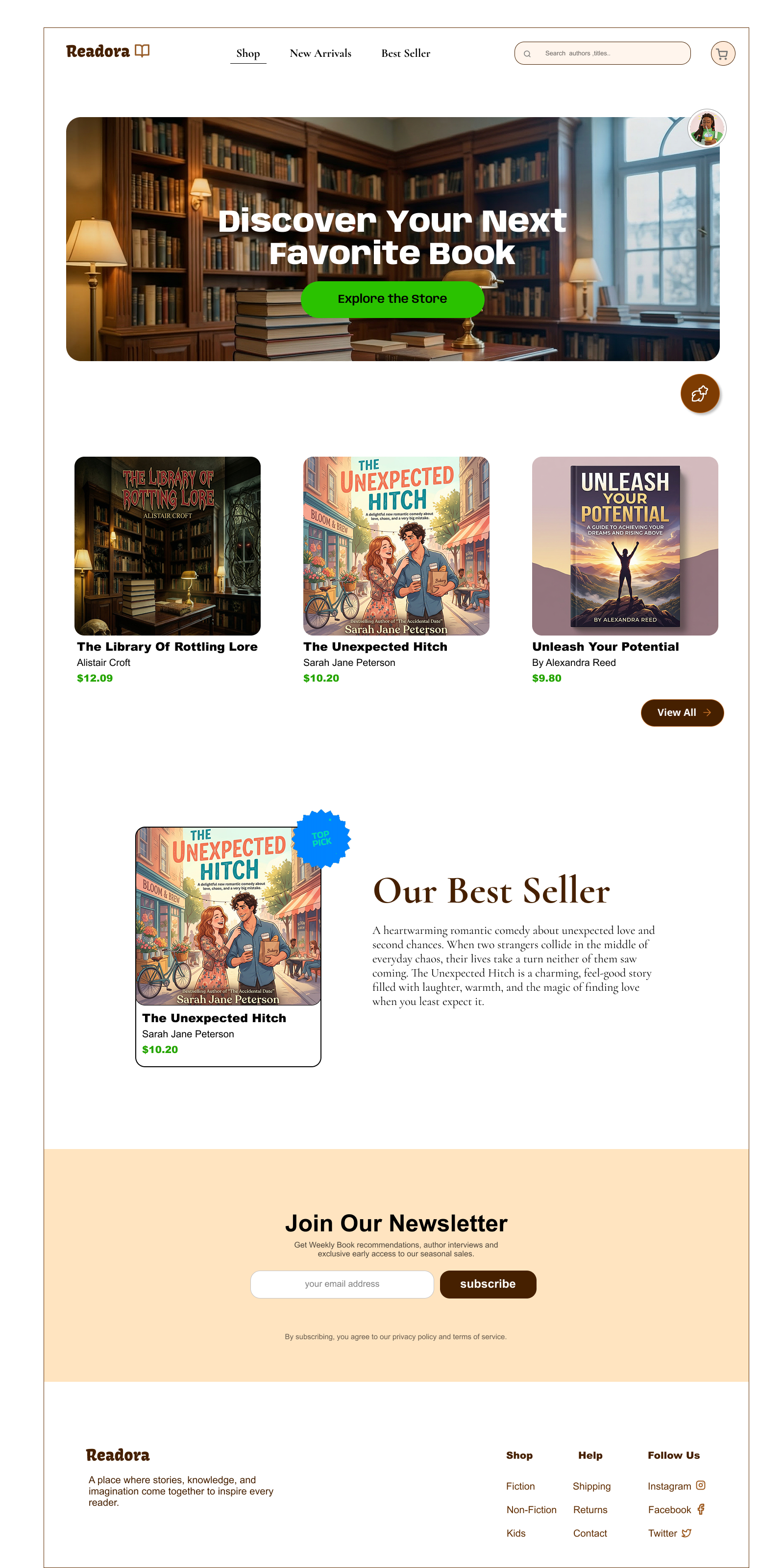 Book Shop Website Landing Page - Daily UI Challenge (Day 2) dailyui figma practise prototyping research ui uidesign ux