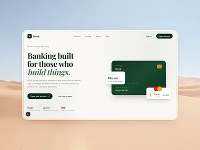 Kove - Business Banking Landing Page UI 3d banking business graphic design landingpage latest landing page design marketing motion graphics ui website