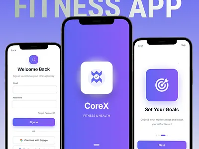 Corex - Fitness App animation branding figma ui