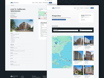 Hispanic Housing Development Corporation - Properties pages blue clean contrast dark design detail high end hispanic housing landing modern properties property rental simple sophisticated texture ui us website
