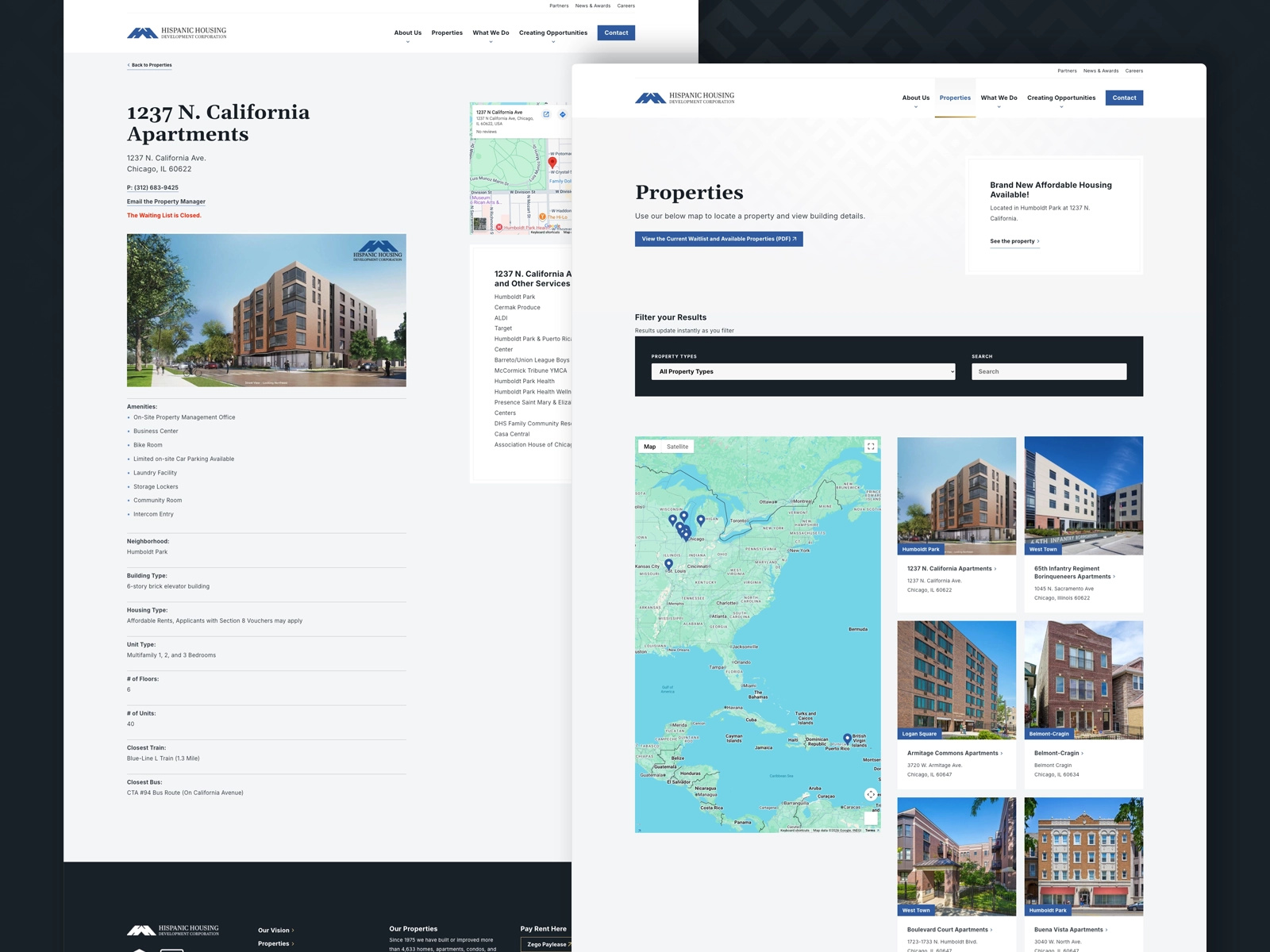 Example of Hispanic Housing Development Corporation - Properties pages