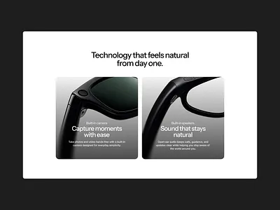 EyeSight AI Glasses - Features Section ai glasses card design clean design ecommerce features section interface design landing page minimal design modern ui premium design product design product showcase saas smart glasses startup tech ui design ux design web design website design