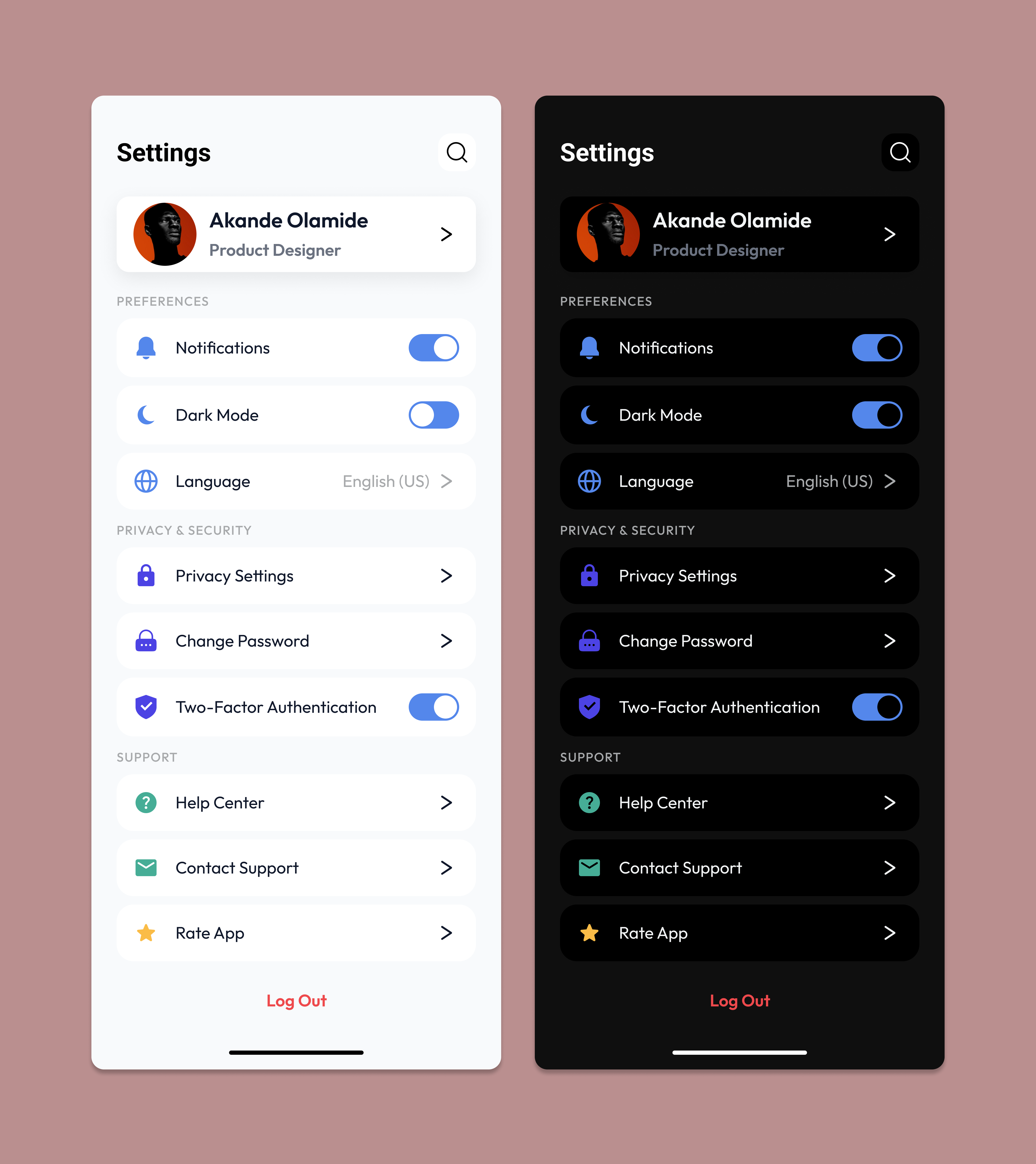 Mobile App Settings UI design ui ux