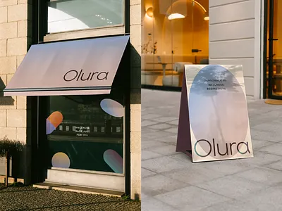Olura Storefront brand identity branding branding design environmental design environmental graphics logo ooh signage signage design store sign storefront design supplements wellness brand wellness logo