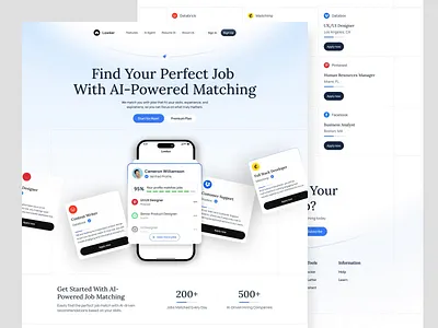 AI Job Hunting Website Animation ai ai job ai job website animation company design hiring hr job job landing page job website landing page minimal modern motion graphics ui ui design ux design website work