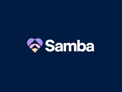 Samba (Direction 2) branding branding and identity clean color palette design dribbble for sale graphic design heart icon identity linkedin logo logo design logo designer minimal modern twitter typography