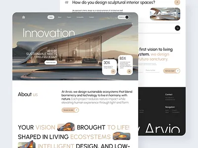 Real Estate Landing Page by Alex Pavlov architectural design architecture website eco architecture eco living future architecture green architecture landing page design luxury homes minimal website modern architecture nature inspired design organic architecture property website real estate real estate landing page real estate website sustainable architecture sustainable design ui design web design