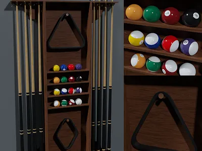 Pool Cue Wall Rack 3d blender