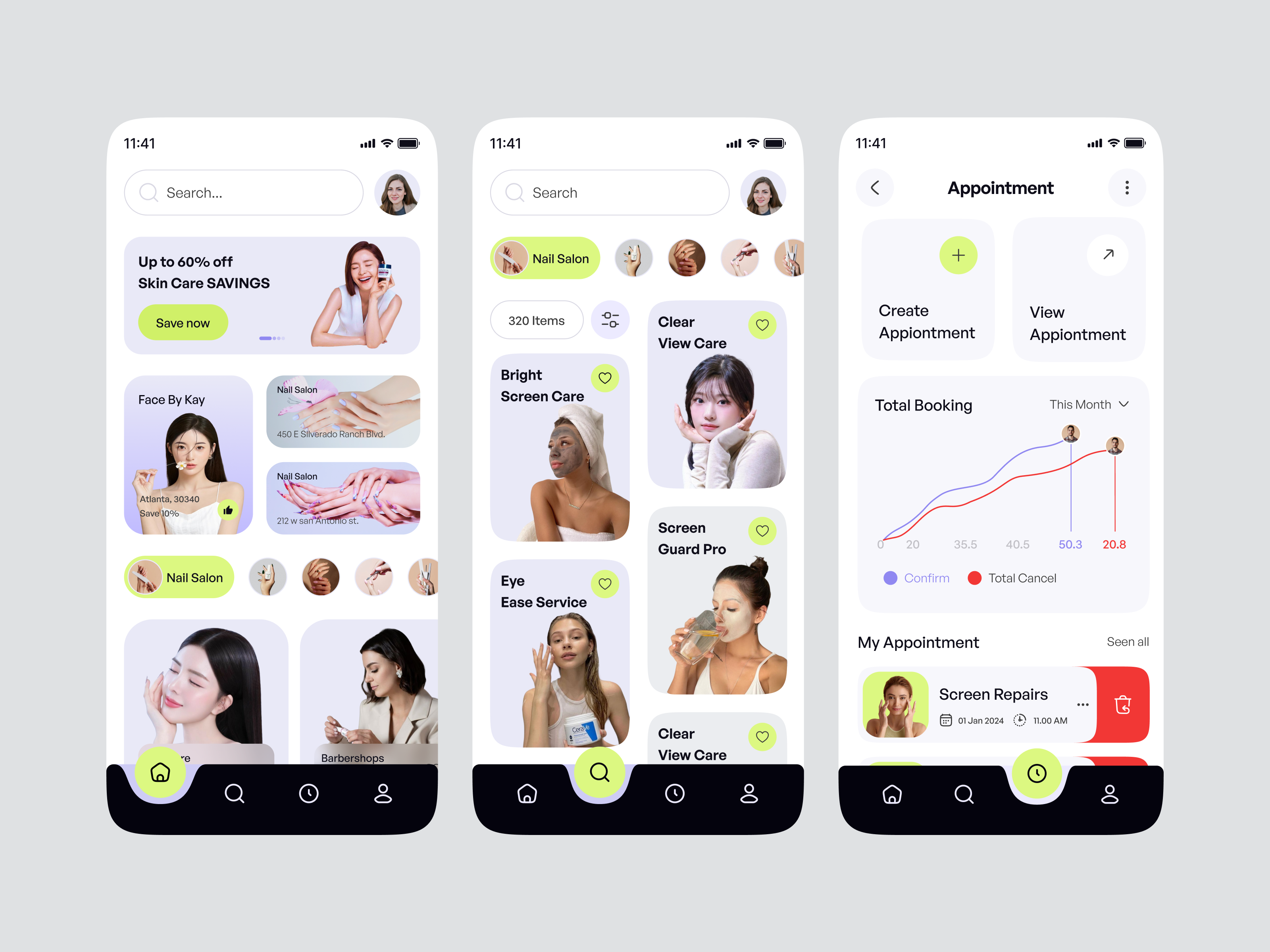 SkinCare & Beauty — Service Booking App Concept