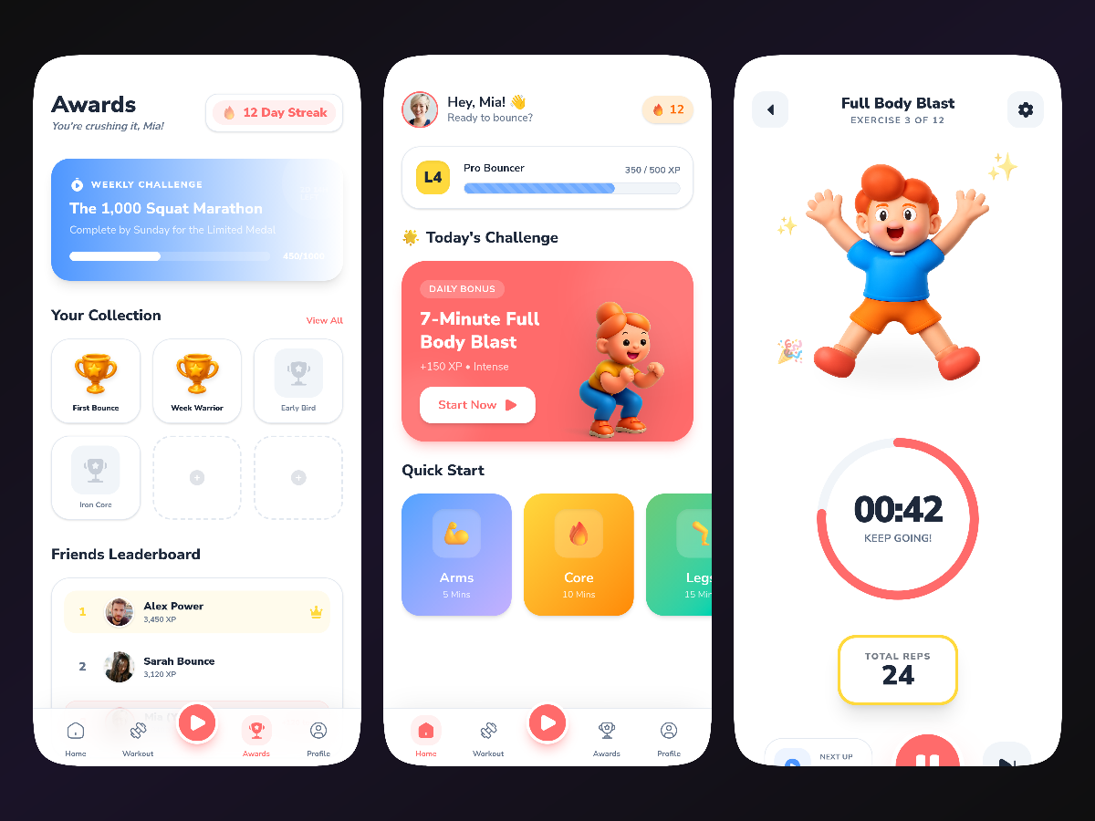 Fitness App / Playful Gamified Workout