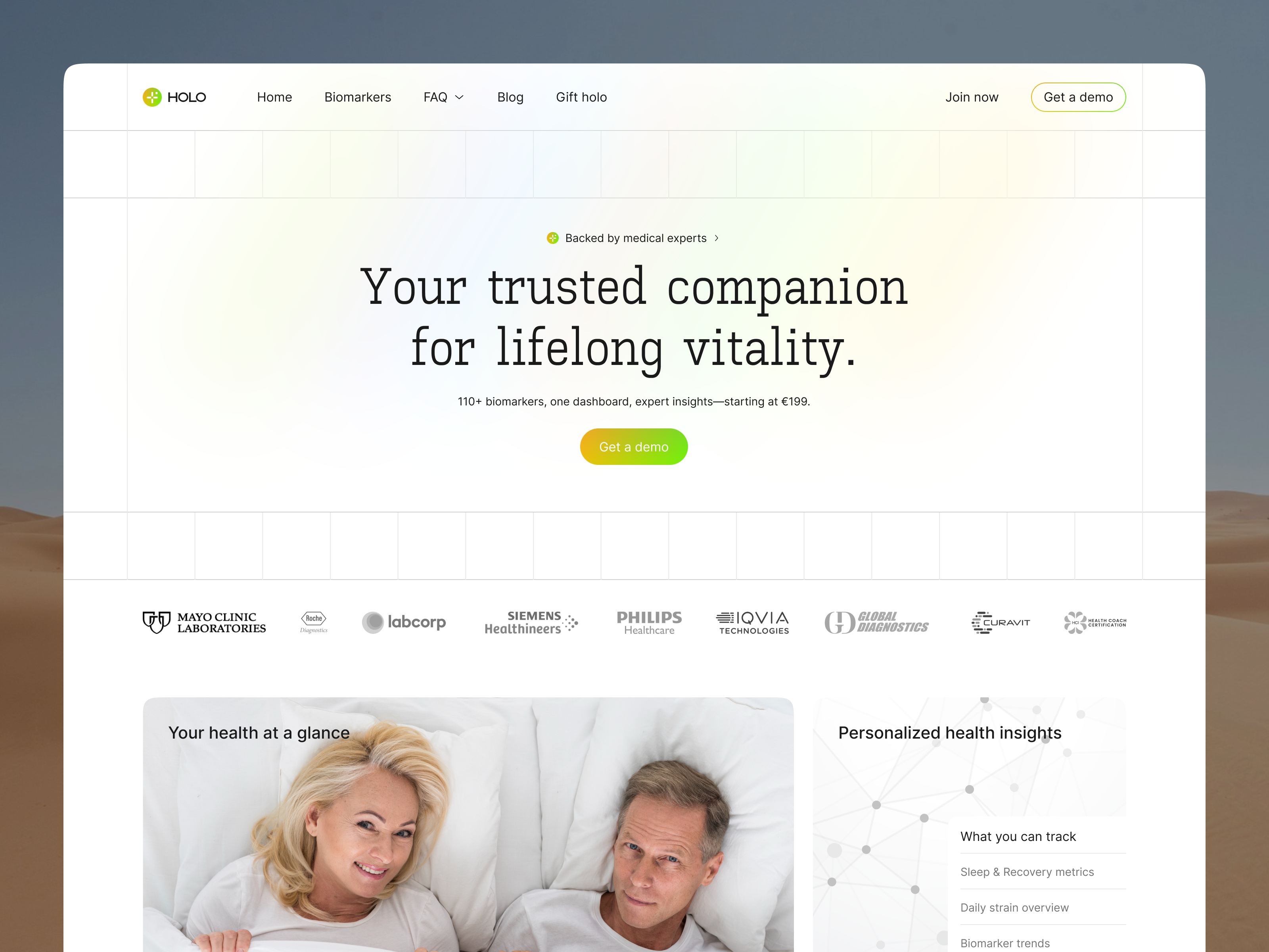 Health Monitoring SaaS Landing Page digital health health landing page health monitoring health tech healthcare landing page medical website modern ui preventive healthcare product design saas landing page ui design ux design web design website design wellness app
