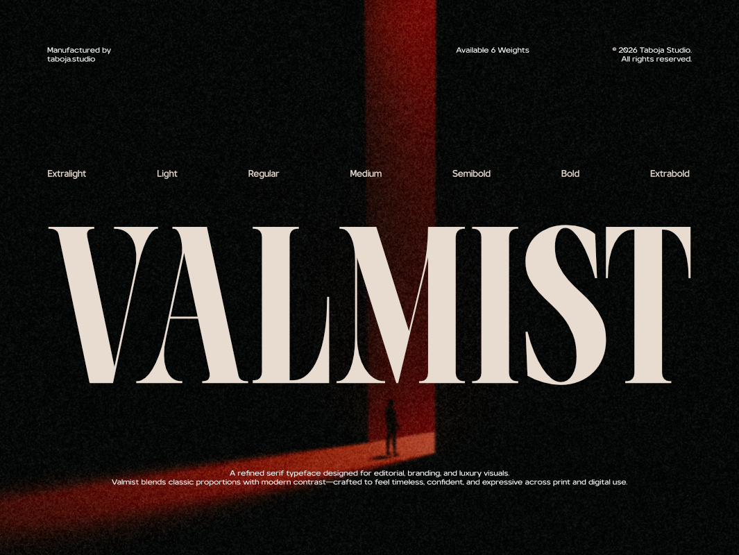 TBJ Valmist – Elegant Modern Serif Typeface branding branding font canva font design editorial font elegant font fashion font flyer design font design font family headlines font logotype magazine font modern font poster font social media font typeface typography variable font vintage font