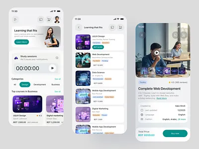 E-Learning Platform Mobile App appdesign courseapp educationapp learningapp mobile mobileapp onlinelearning uidesign uiux uxdesign