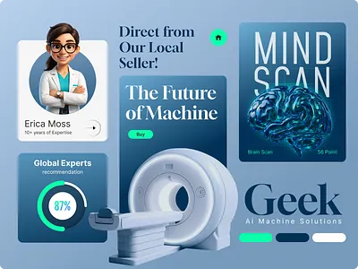 AI Healthcare Technology – Smart Machine Dashboard 3d 3d illustration ai android app brain scan dashboard design futuristic health tech healthcare illustration ios iphone medical technology product design tech interface ui ui design ux