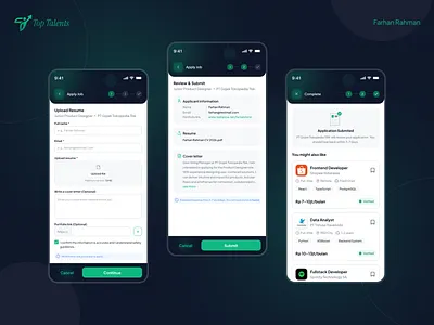 Top Talents App - Job Application Process figma job portal mobile app ui uiux user experience user interface ux