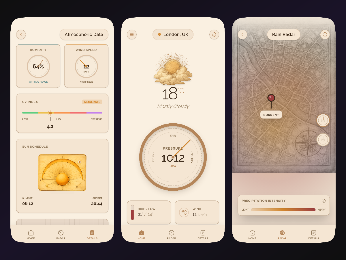 Weather App / Vintage Barometer Retro