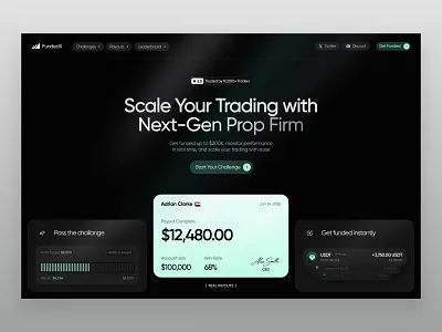 Prop Firm Landing Page - Trading Platform Concept blockchain crypto dashboard fintech fintechdesign landingpage productdesign propfirm saas token trading trading terminal tradingplatform uidesign uiux uxdesign web3