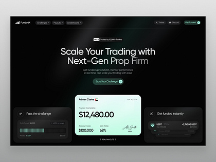 Prop Firm Landing Page - Trading Platform Concept