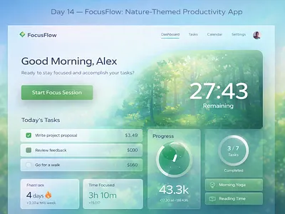 FocusFlow: Staying focused with nature dashboard ui