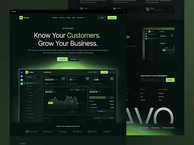 Cravo — CRM SaaS Landing Page Design crm design crm website dark ui dashboard ui digital product interface design landing page design modern ui product design saas dashboard saas design saas landing page startup website sumunar studio ui design uiux design user experience ux design web app design web design
