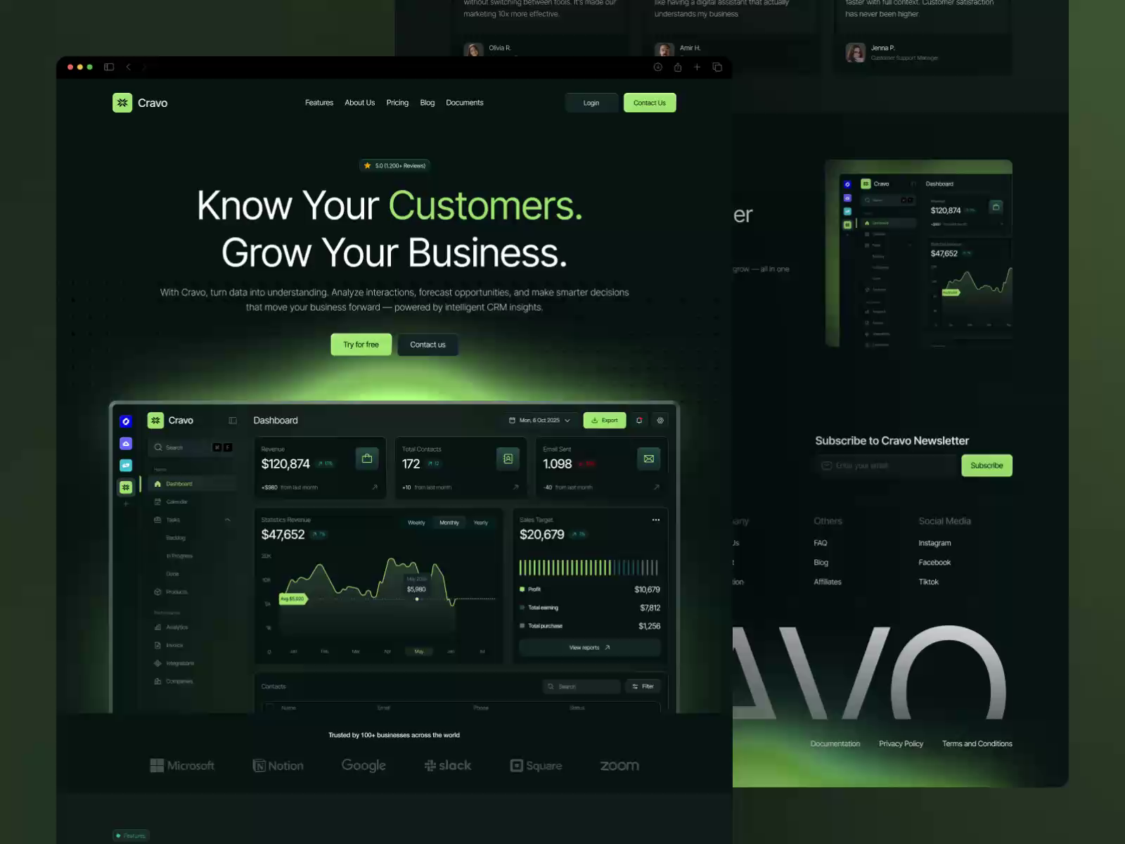 Example of Cravo — CRM SaaS Landing Page Design