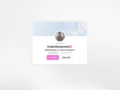Minimalistic User Profile Card dailyui figma profilecard socialcard uidesign userprofile uxdesign