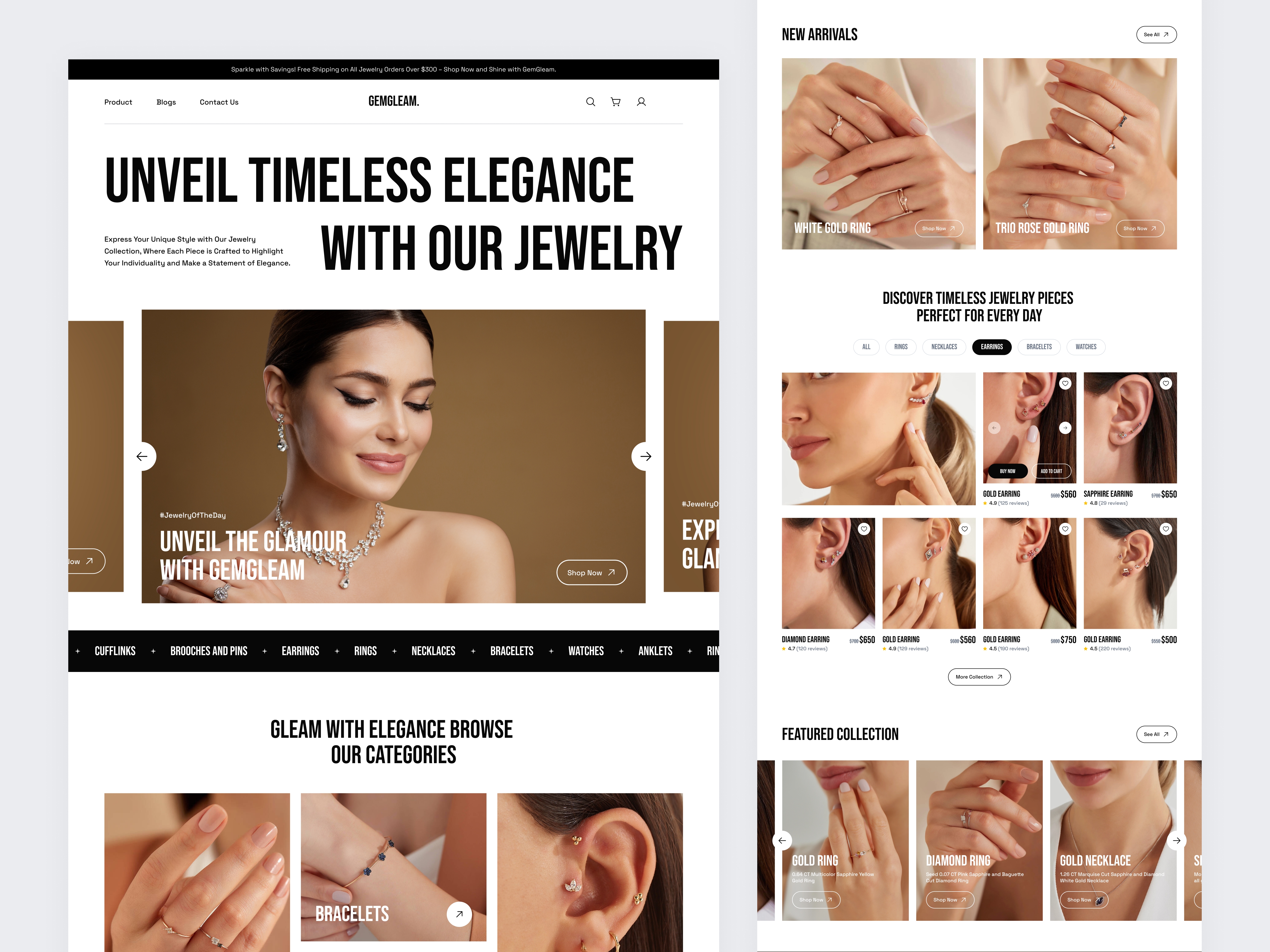 Jewelry E-Commerce Website UI Design ecommerce ui ecommerce website jewelry ecommerce jewelry store jewelry ui jewelry ux jewelry website luxury website minimal design online store ui ux web design web ui