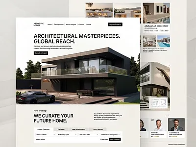 Architype Homes Premium Real Estate Portfolio UI architecture design corporate design digital presence figma global reach high end interface landing page luxury property minimalist modern layout portfolio premium property search real estate ui responsive ui design ux design visual identity web design