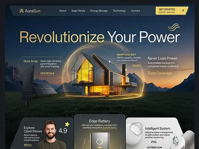 AuraSun Energy Sustainable Tech and Solar Website clean energy corporate website eco friendly figma green tech infrastructure interface landing page minimalist modern portfolio premium professional renewable energy responsive solar energy sustainable tech ui design ux design web design