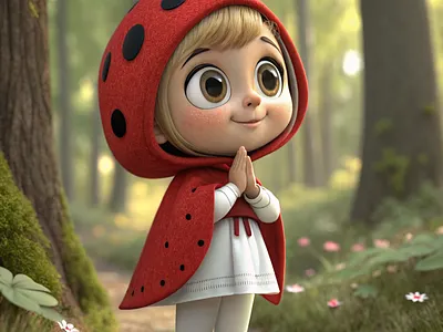 "Ladybug Wish" | Enchanted Forest 3D Character 3d modeling 3d rendering adobe illustrator art cartoon character design concept art design design inspiration graphic design illustration