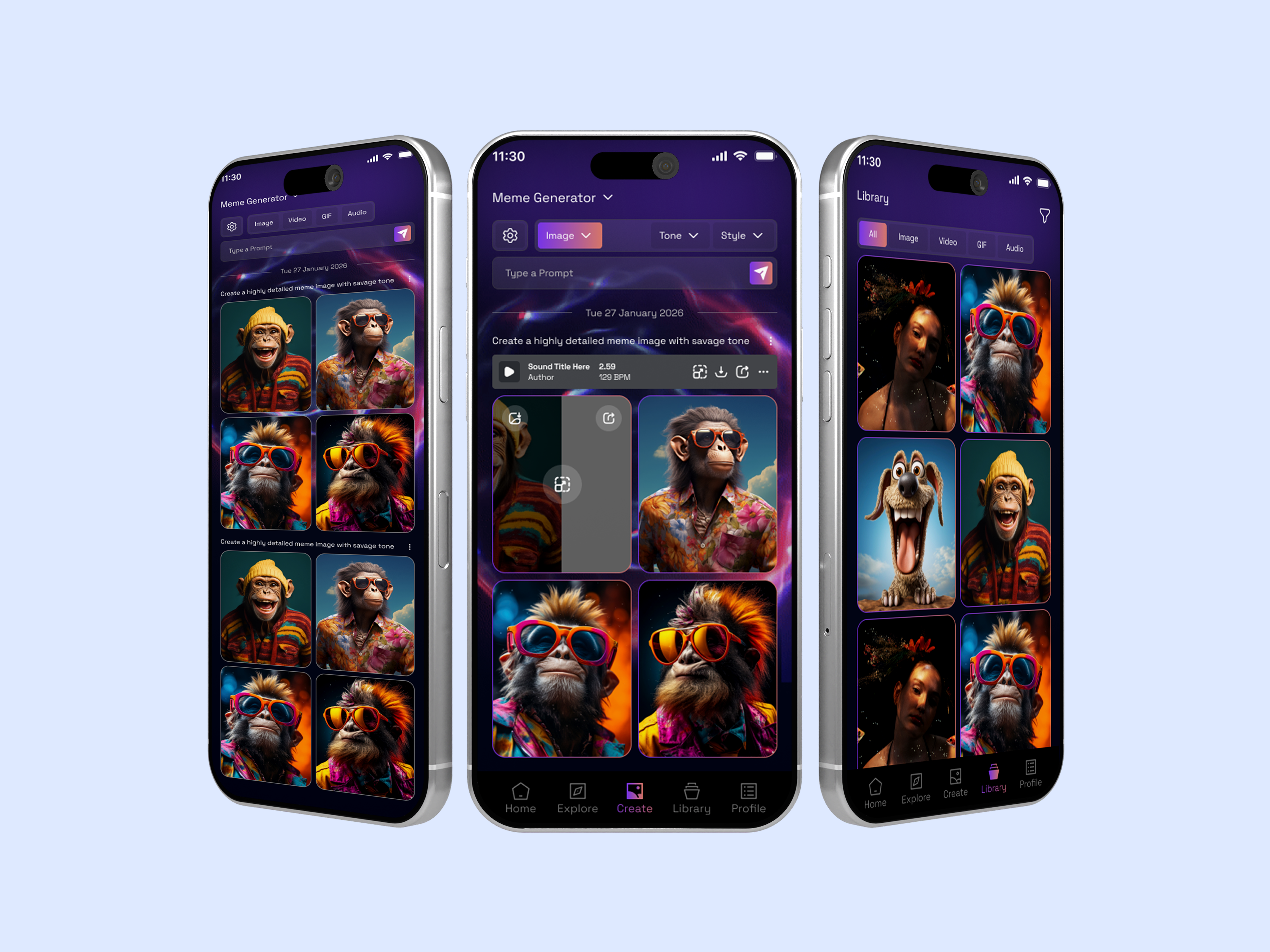 AI Meme Generator Mobile App UI ai content generator app ai creative tools app ai creator app ui ai design inspiration ai generator mobile interface ai image generator app ai media generator ai meme generator app ai mobile app ui ai wallpaper generator creator platform ui dark mode mobile ui futuristic mobile ui meme app interface design meme generator mobile app mobile app dashboard ui mobile saas app ui mobile ui design inspiration mobile ui ux design modern mobile app design