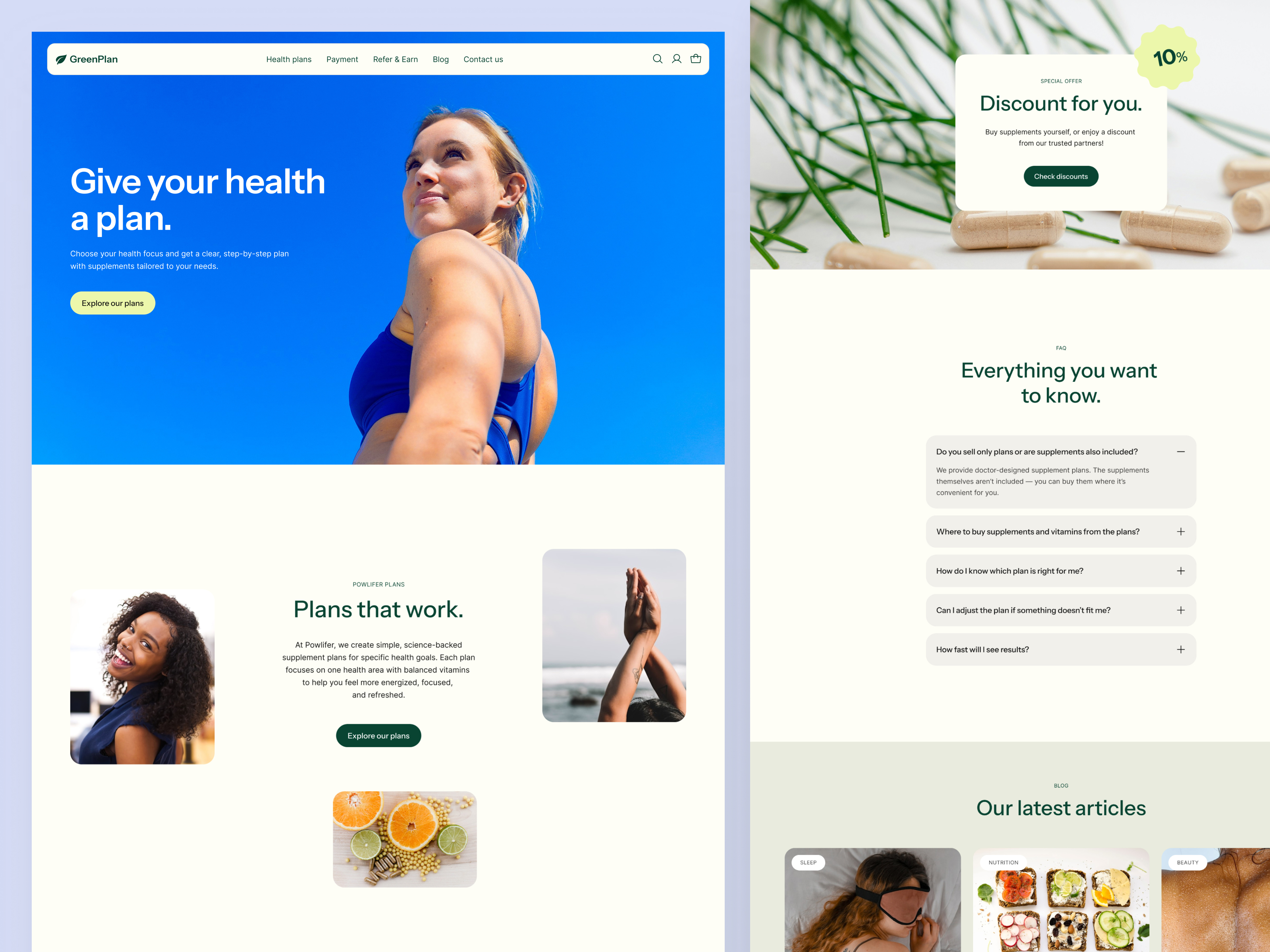 Supplement Plans Website UI UX digital product figma figma design health website healthcare landing page nutrition redesign supplements ui ux website website redesign wellness