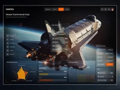 Futuristic Spacecraft Command Dashboard — Sci-Fi Spaceship UI ai command control control panel data visualization design futuristic control futuristic dashboard futuristic ui glassmorphism panel product scifi ui space interface space ui spacecraft spaceship spaceship ui ui web