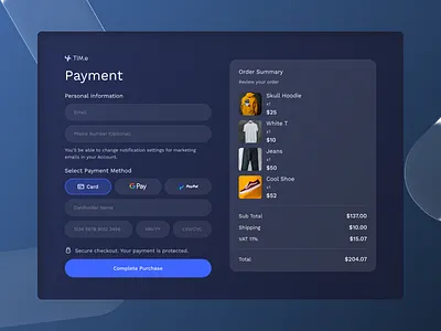 Credit Card Check Out checkout order payment ui