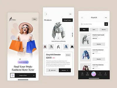 Fashion E-commerce App app app design cart clothing ecommerce ecommerce app fashion fashion app ui fashion ecommerce mobile mobile app mobile app design onboarding online store shopping app store app ui ux ux design