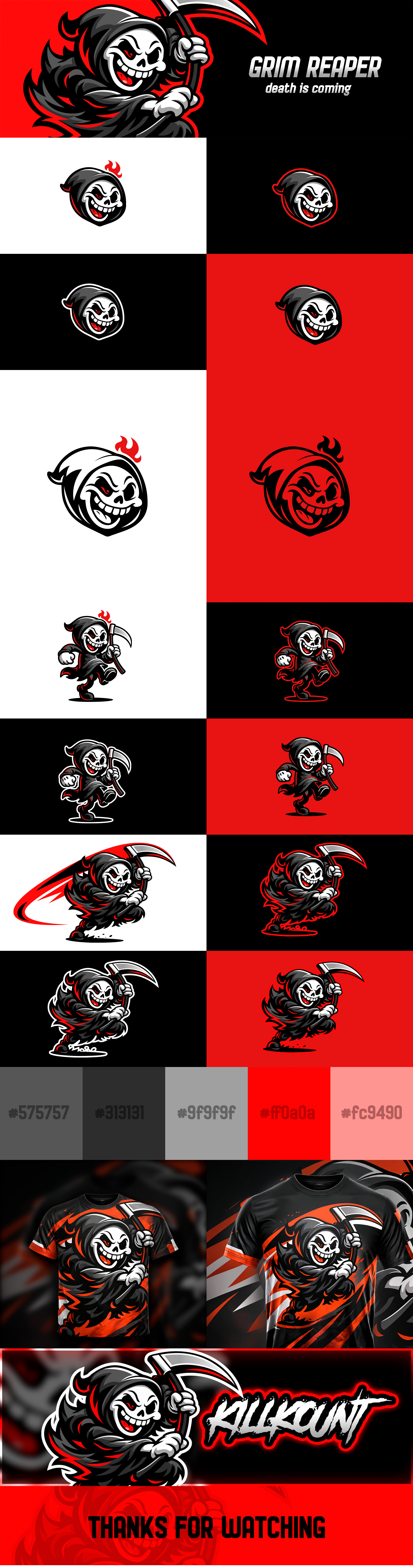 GRIM REAPER — Esports Mascot Logo & Brand Identity branding design esports graphic design illustration logo mascot logo vector