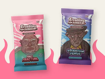 Booster packs design for Trembling Bones booster pack character deck game game design graphic design illustration palette tcg trading cards