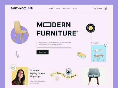 Furniture Landing Page Design branding chair decor dribbble e commerce earthycolor furniture graphic design interior luxury modern mrinmoy krishna ui ux website