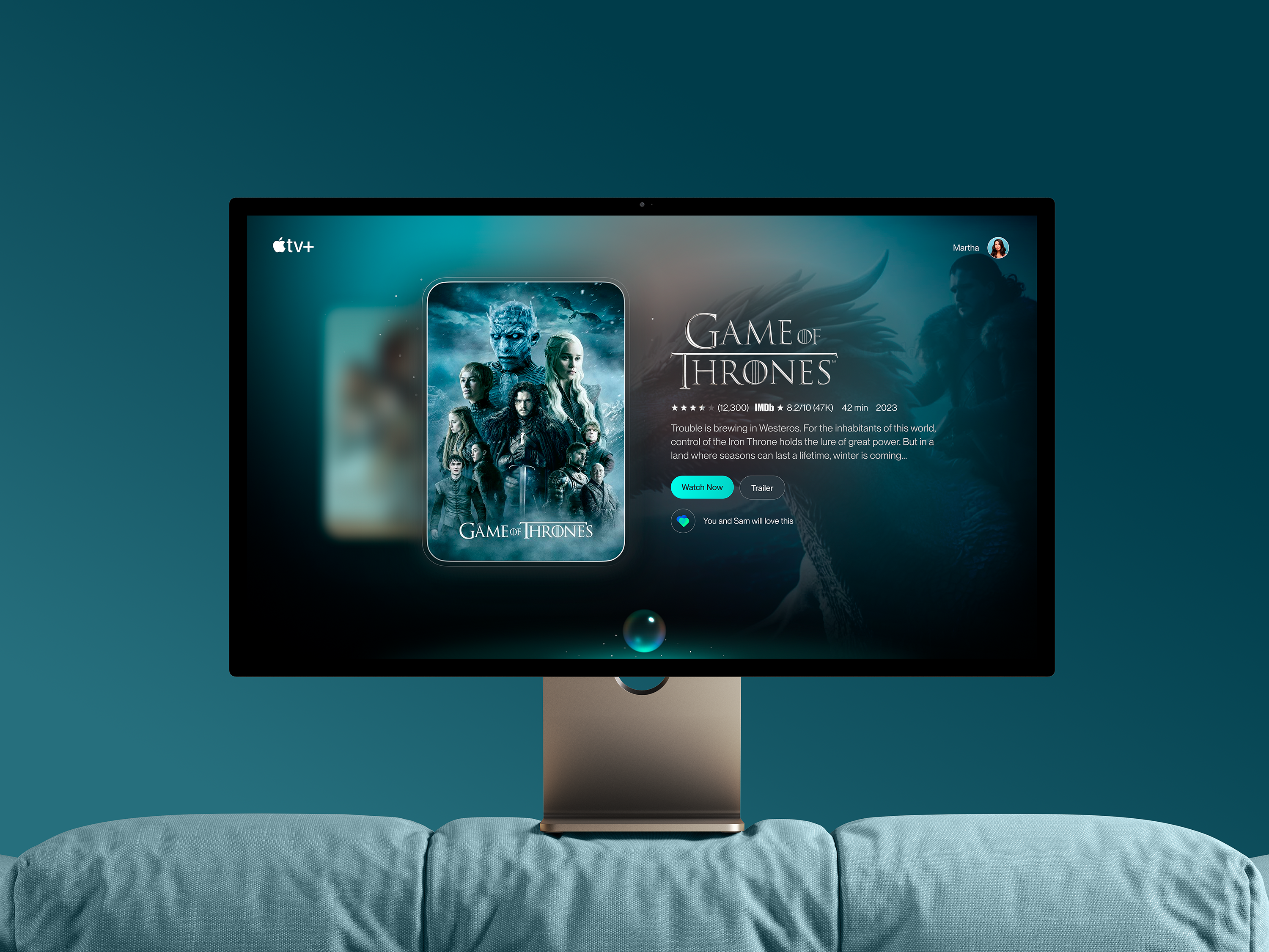 Apple TV Interface ai apple tv artificial intelligence design game of thrones interactive interface movie product smart tv ui