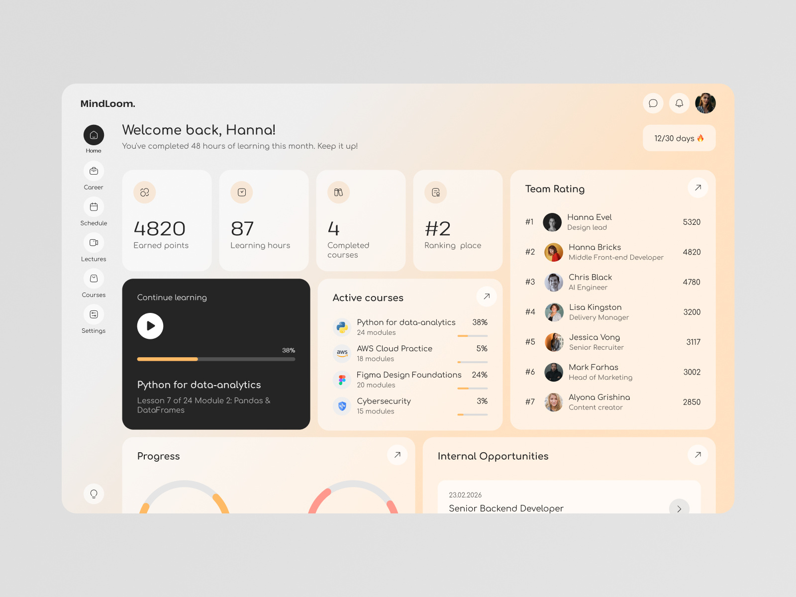 Example of Mindloom Corporate Educational Platform
