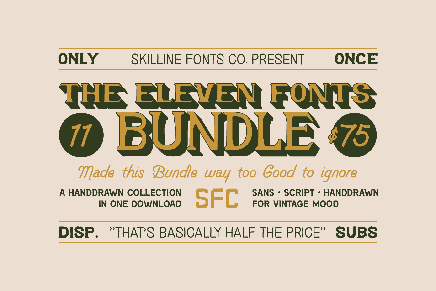 SFC Vintage Fonts Bundle Vol. 1 apparel font badge design branding branding font bundle custom font custom type custom typeface display font font font bundle font design fonts free font handdrawn font illustration retro font retro type vintage font vintage typeface