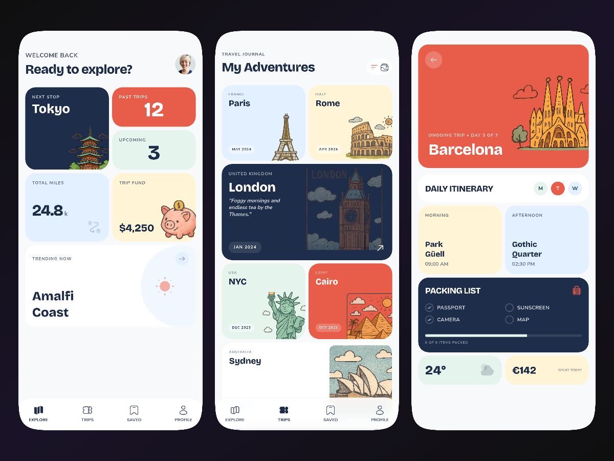 Travel App / Playful Colorful Explorer