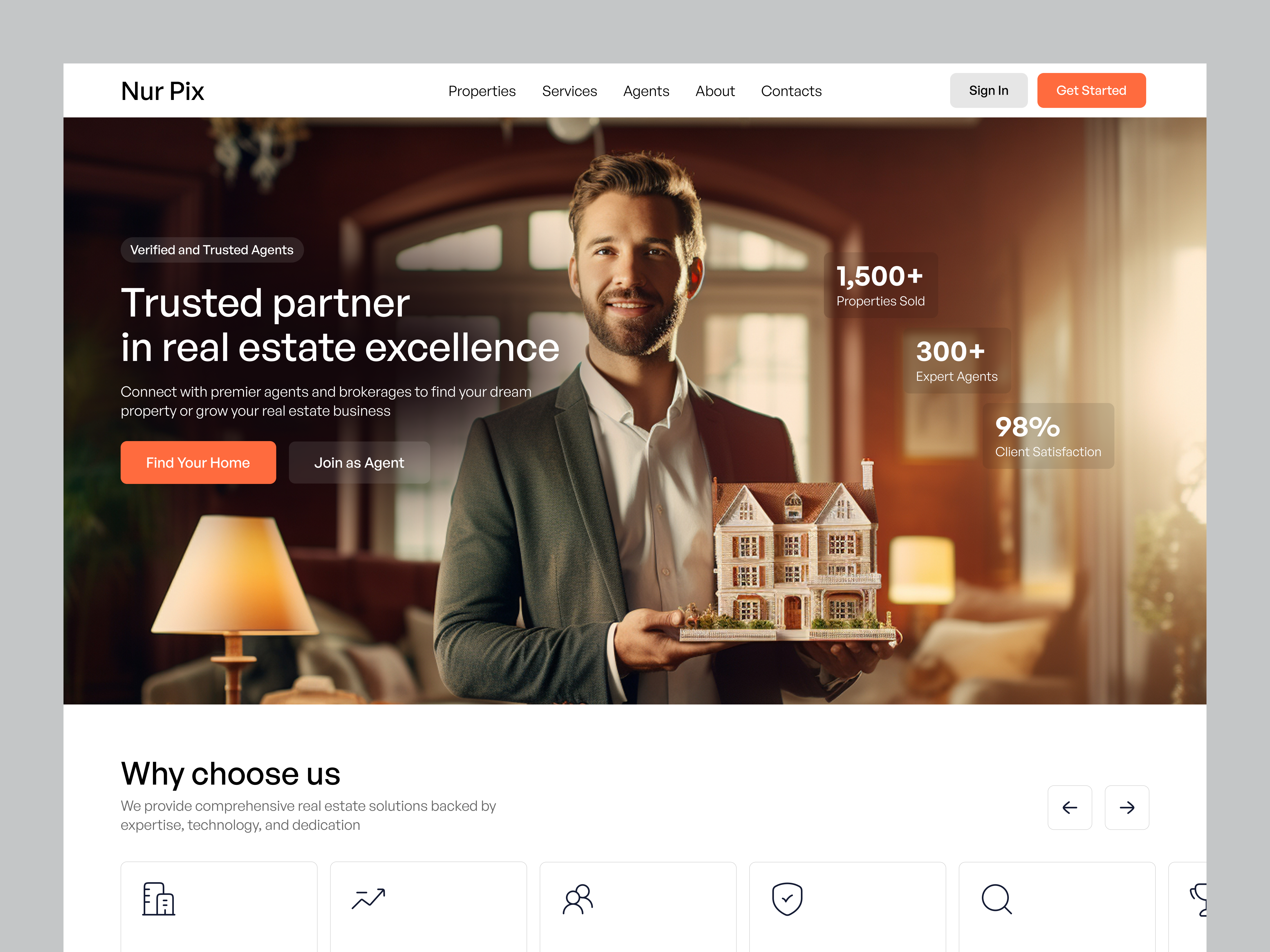 Real Estate Agents & Brokerages Landing Page dashboard ui landing page modern landing page property website real estate real estate ui real estate website ui design ux design web design