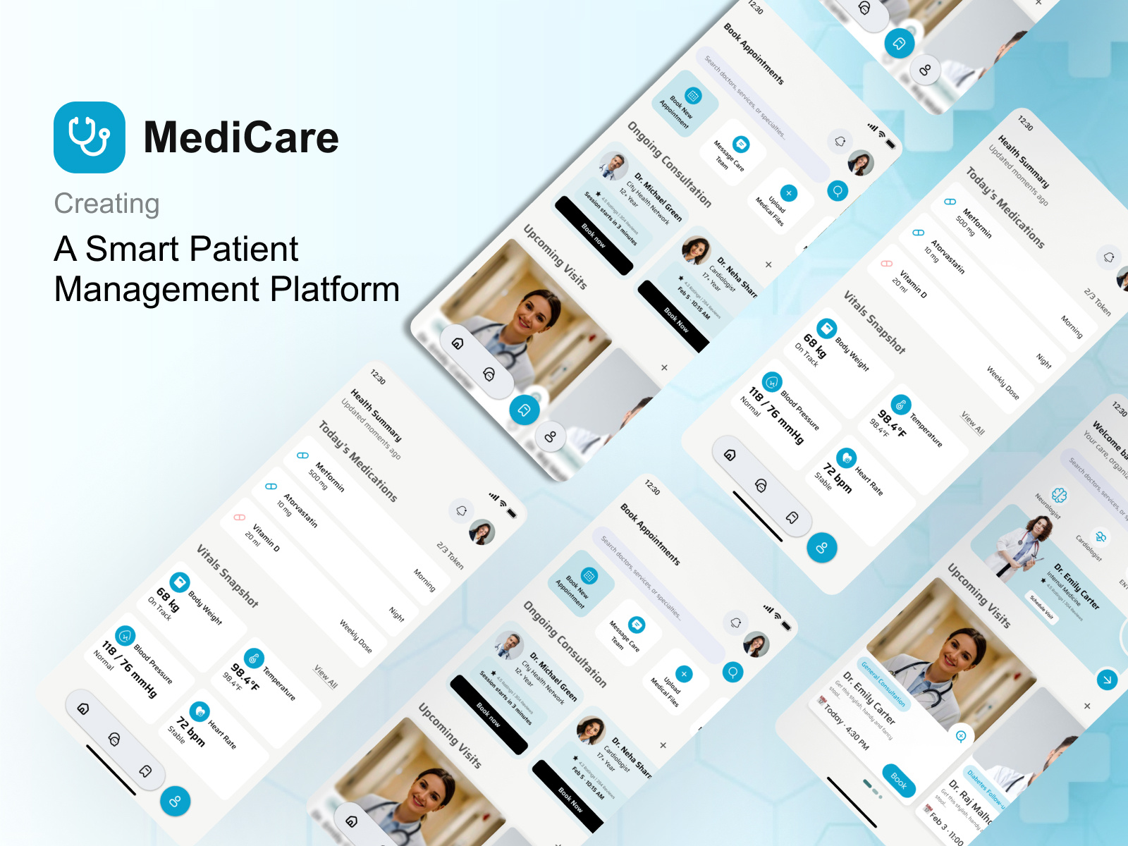 Scalable Patient Management System - Mobile App & Dashboard bmvsi dashboard design design healthcare platform healthcare ui medical app medtech mobile app design mobile design mobileapp patient management saas dashboard ui ui ux