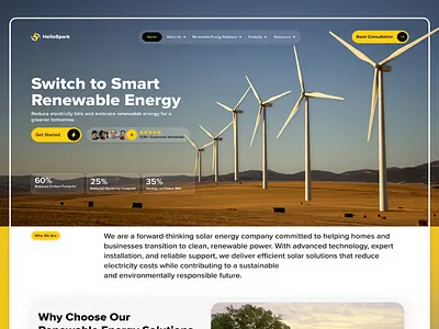 Renewable Energy Company Website | Modern Solar UI Design clean energy clean ui creative design design inspiration eco energy green energy interface design landing page design minimal design modern ui product design renewable energy solar energy sustainable design ui design ux design web design website concept