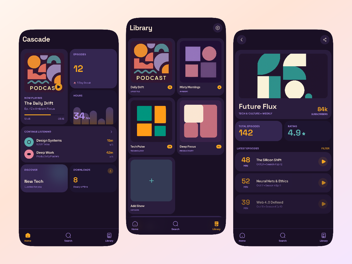 Podcast App / Dark Purple Premium